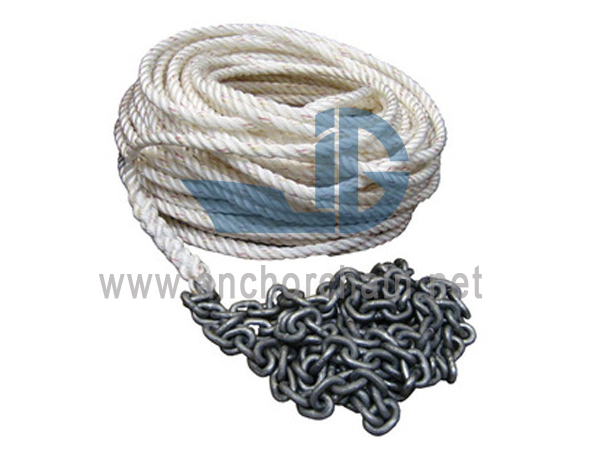 Anchor Rode Cuerda de 3 hebras con cadena Din766 galvanizada