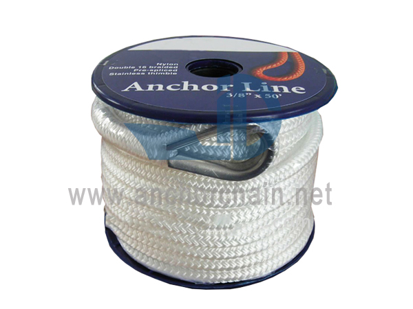 Cuerda de anclaje de nailon trenzado doble con dedal Ss316